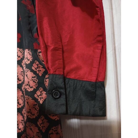 Koos Of Course Shirt Ladies Large Red Button Front Long Sleeve Silk Light Weight - Picture 5 of 7